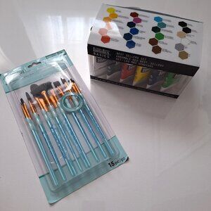 Liquitex 24 Tubes of Acrylic Paint and a Pack of 15 Toklon Brushes
